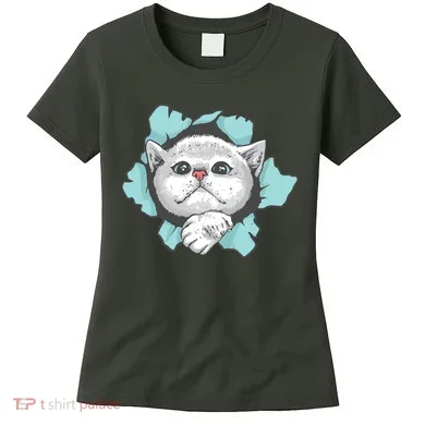Cute Cat Through Hole Women's T-Shirt