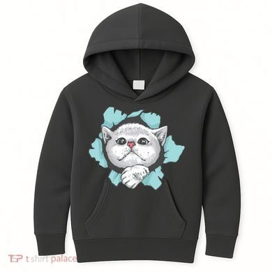 Cute Cat Through Hole Kids Hoodie
