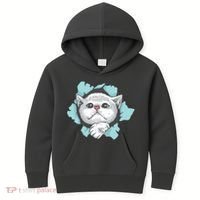 Cute Cat Through Hole Kids Hoodie thumb 0