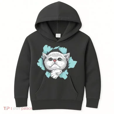 Cute Cat Through Hole Kids Hoodie