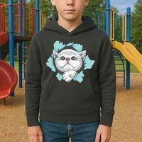 Cute Cat Through Hole Kids Hoodie thumb 2