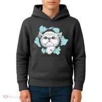 Cute Cat Through Hole Kids Hoodie thumb 4