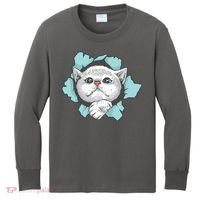 Cute Cat Through Hole Kids Long Sleeve Shirt thumb 0