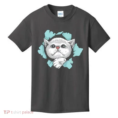 Cute Cat Through Hole Kids T-Shirt
