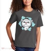 Cute Cat Through Hole Kids T-Shirt thumb 2