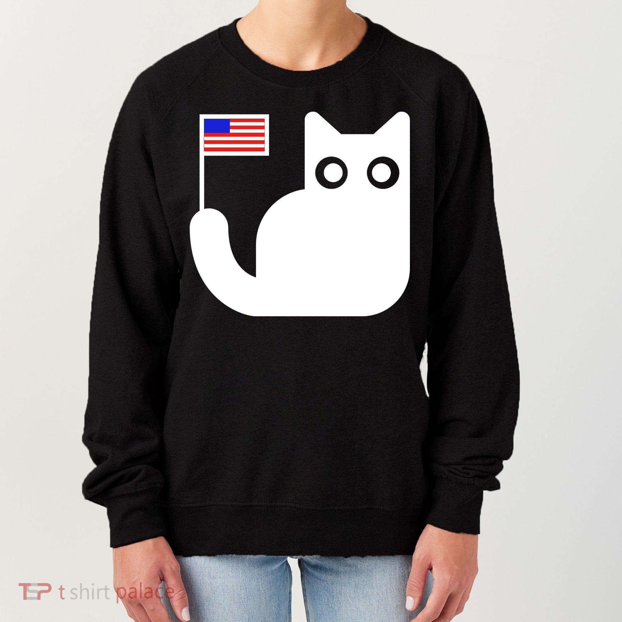 Cute Cat USA Tail Flag Women's Sweatshirt