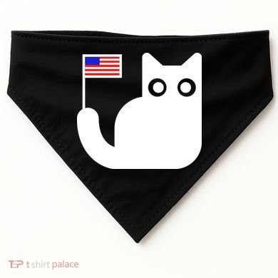 Cute Cat USA Tail Flag USA-Made Doggie Bandana