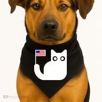 Cute Cat USA Tail Flag USA-Made Doggie Bandana thumb 1