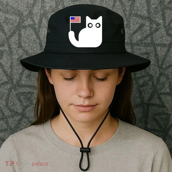 Cute Cat USA Tail Flag Bucket Hat