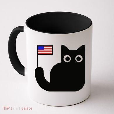 Cute Cat USA Tail Flag Coffee Mug