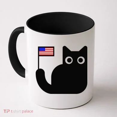 Cute Cat USA Tail Flag Coffee Mug