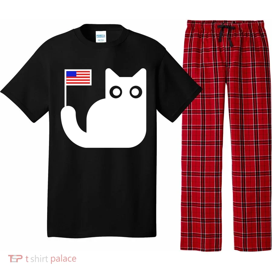 Cute Cat USA Tail Flag Pajama Set