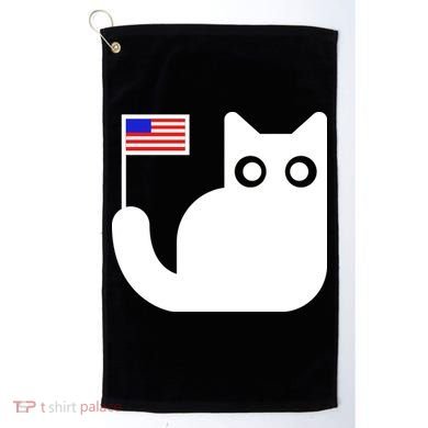 Cute Cat USA Tail Flag Golf Towel