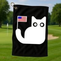 Cute Cat USA Tail Flag Golf Towel thumb 1