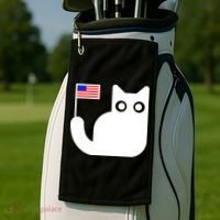 Cute Cat USA Tail Flag Golf Towel thumb 2