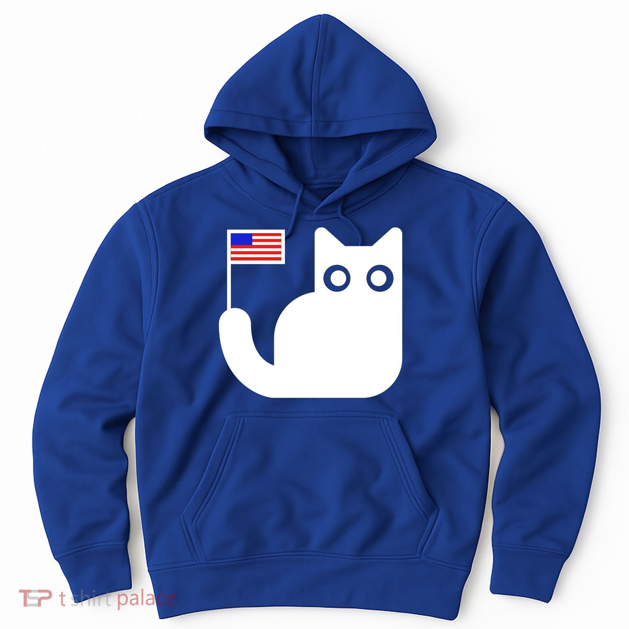 Cute Cat USA Tail Flag Hoodie