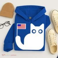 Cute Cat USA Tail Flag Hoodie thumb 4