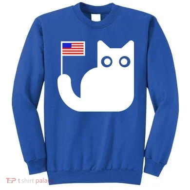 Cute Cat USA Tail Flag Sweatshirt