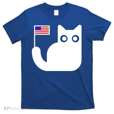 Cute Cat USA Tail Flag T-Shirt