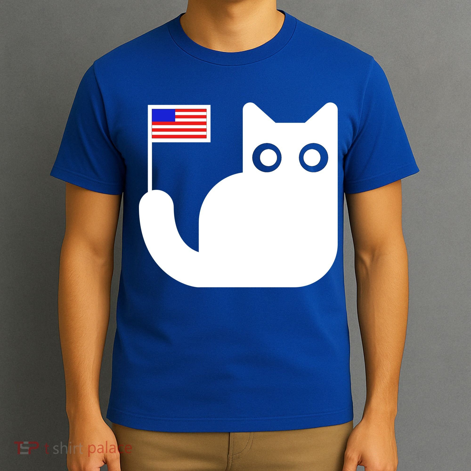 Cute Cat USA Tail Flag T-Shirt
