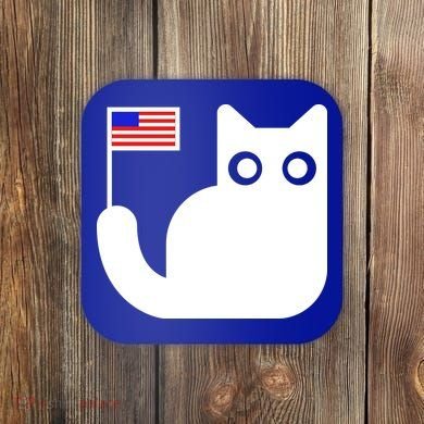 Cute Cat USA Tail Flag Coaster