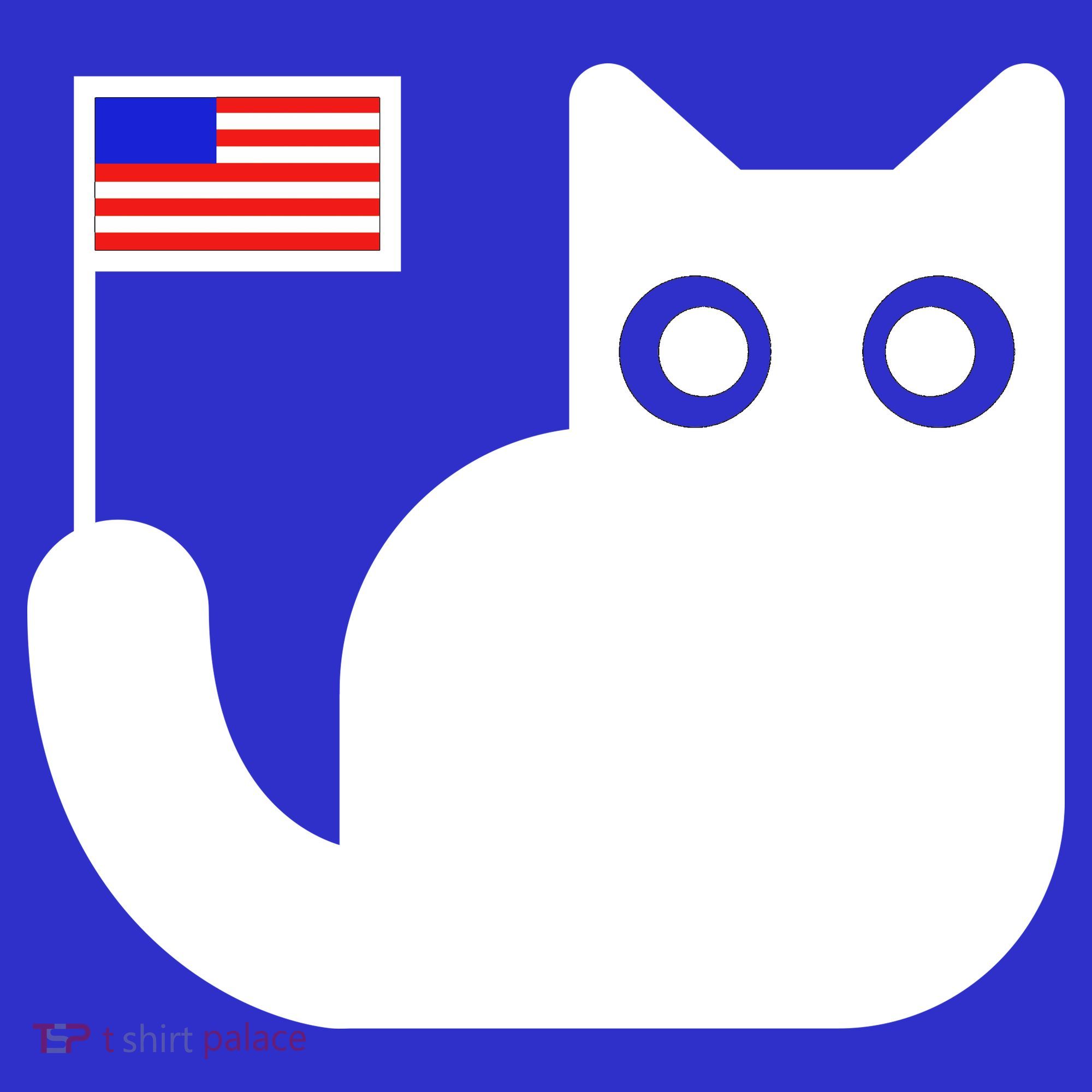 Cute Cat USA Tail Flag Polo