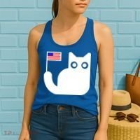 Cute Cat USA Tail Flag Women's Tank Top thumb 2