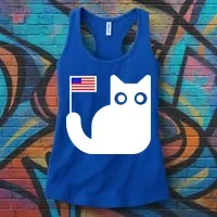 Cute Cat USA Tail Flag Women's Tank Top thumb 3