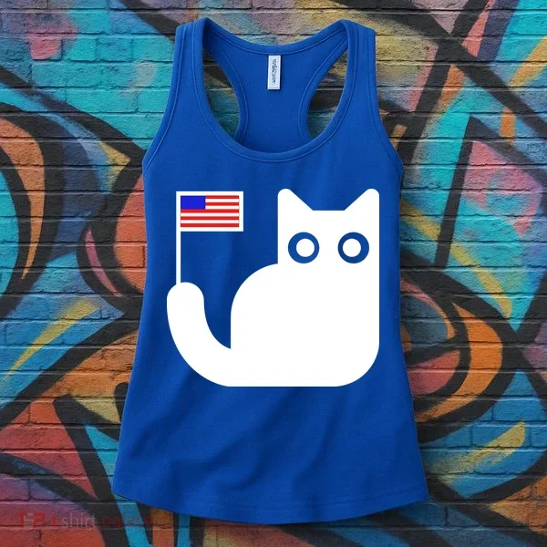 Cute Cat USA Tail Flag Women's Tank Top