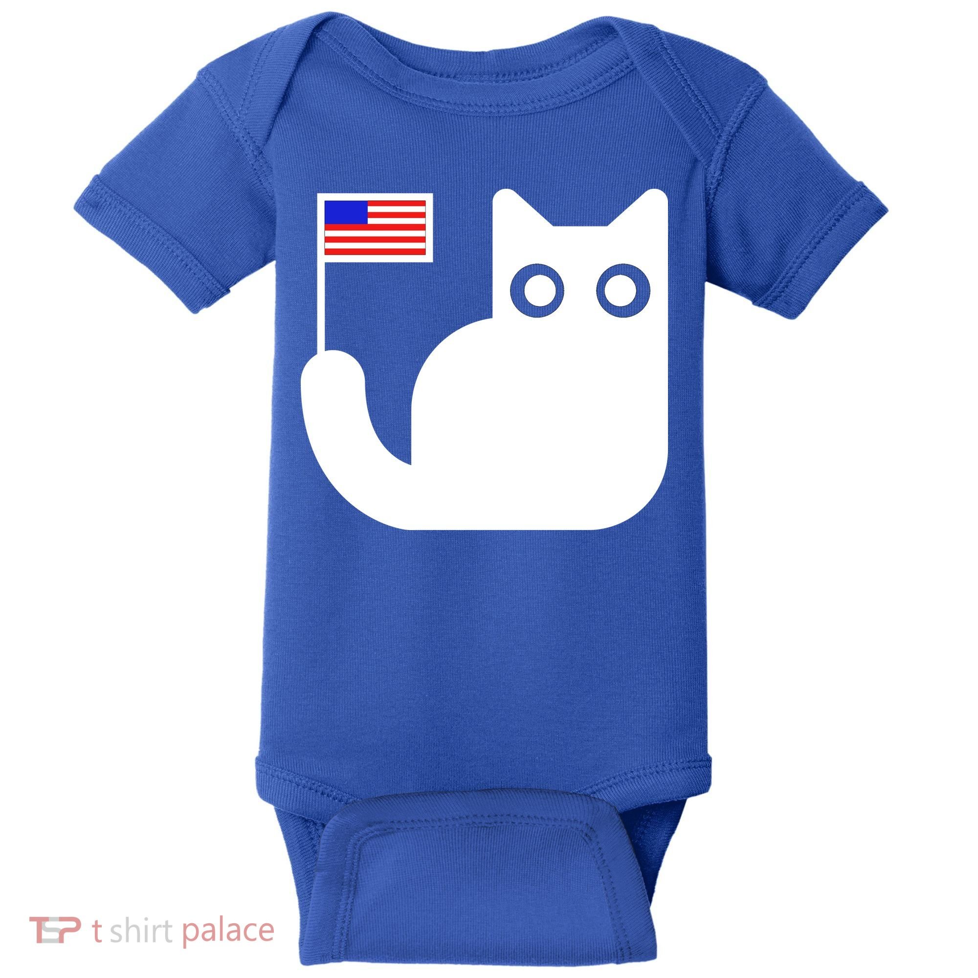 Cute Cat USA Tail Flag Baby Bodysuit