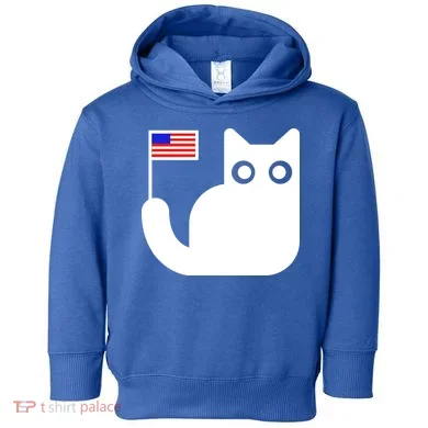 Cute Cat USA Tail Flag Toddler Hoodie