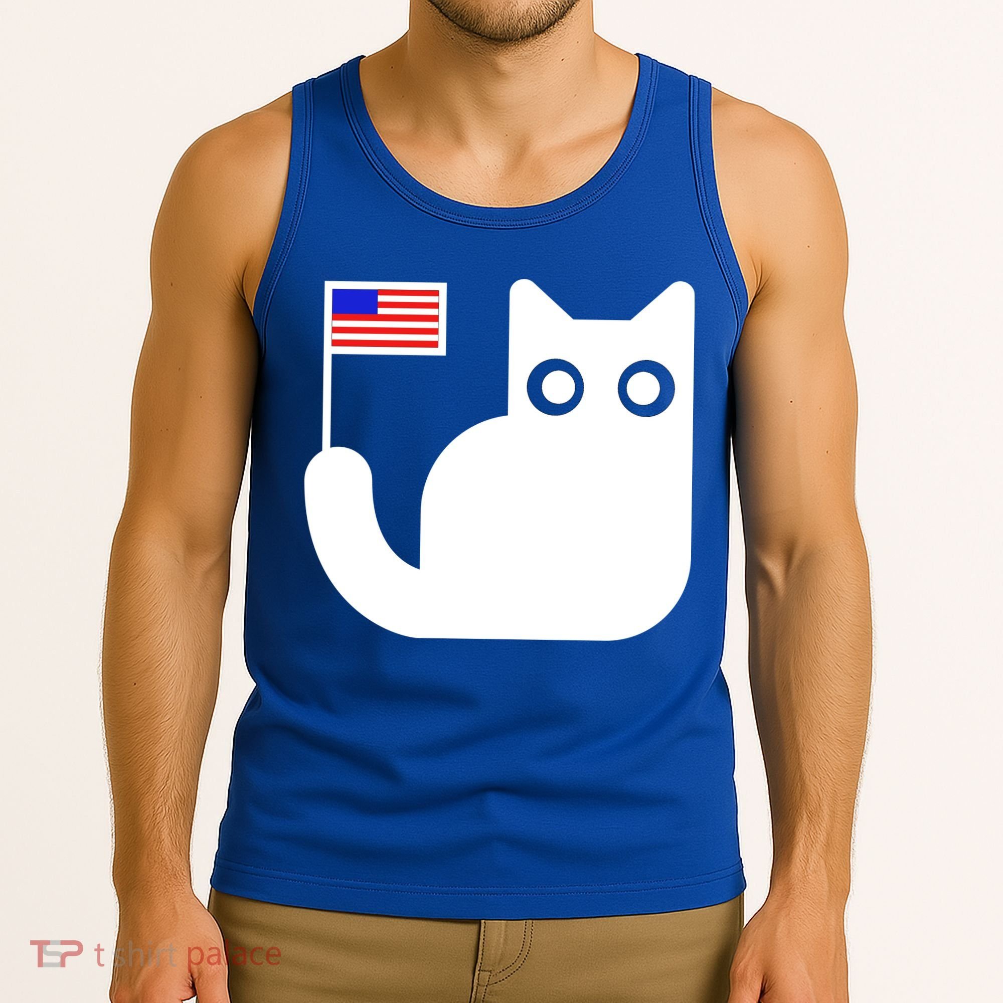 Cute Cat USA Tail Flag Tank Top