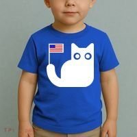 Cute Cat USA Tail Flag Toddler T-Shirt thumb 2