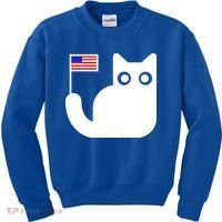 Cute Cat USA Tail Flag Kids Sweatshirt thumb 0