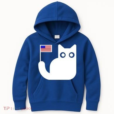Cute Cat USA Tail Flag Kids Hoodie