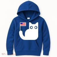 Cute Cat USA Tail Flag Kids Hoodie thumb 0