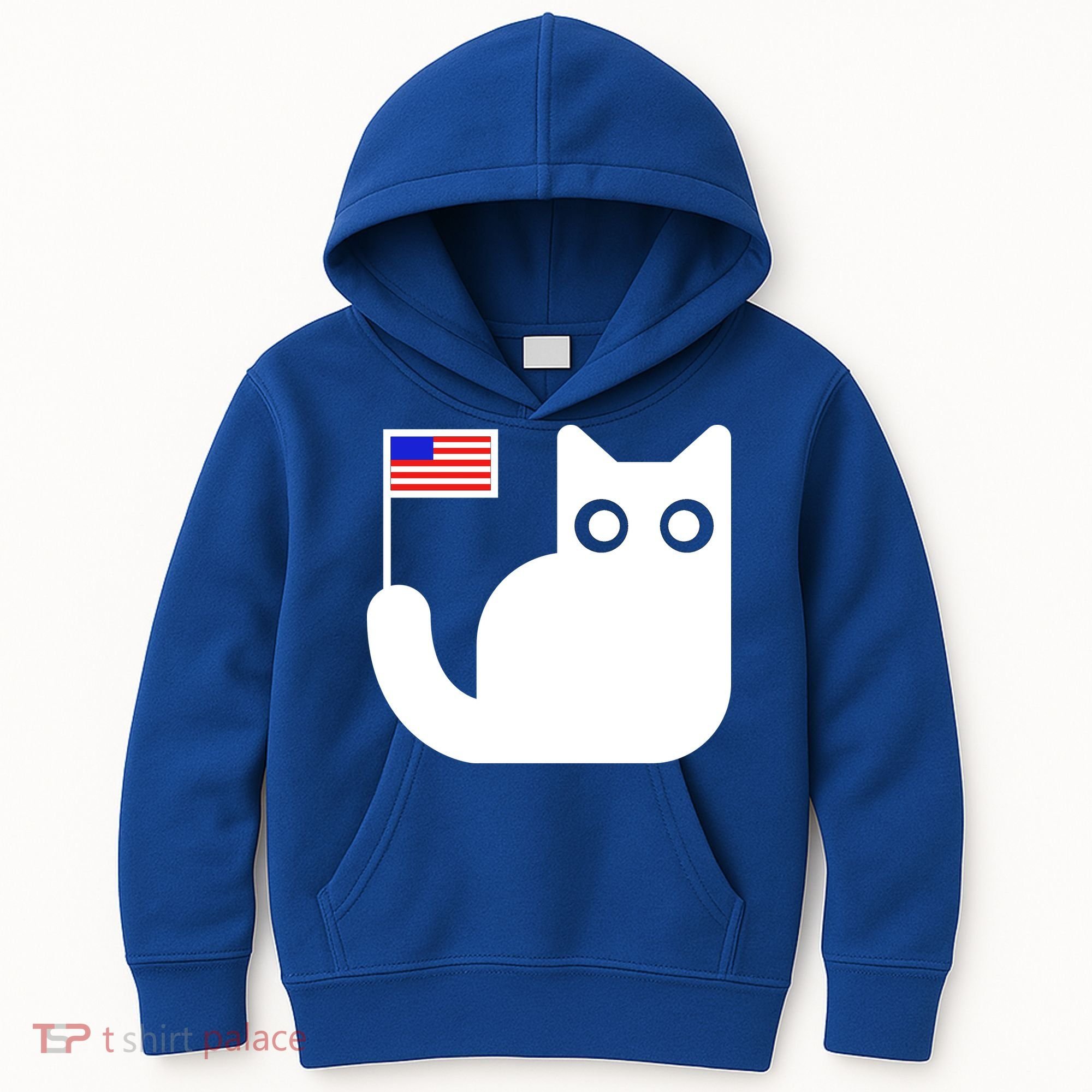 Cute Cat USA Tail Flag Kids Hoodie
