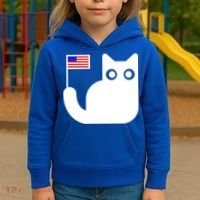 Cute Cat USA Tail Flag Kids Hoodie thumb 3