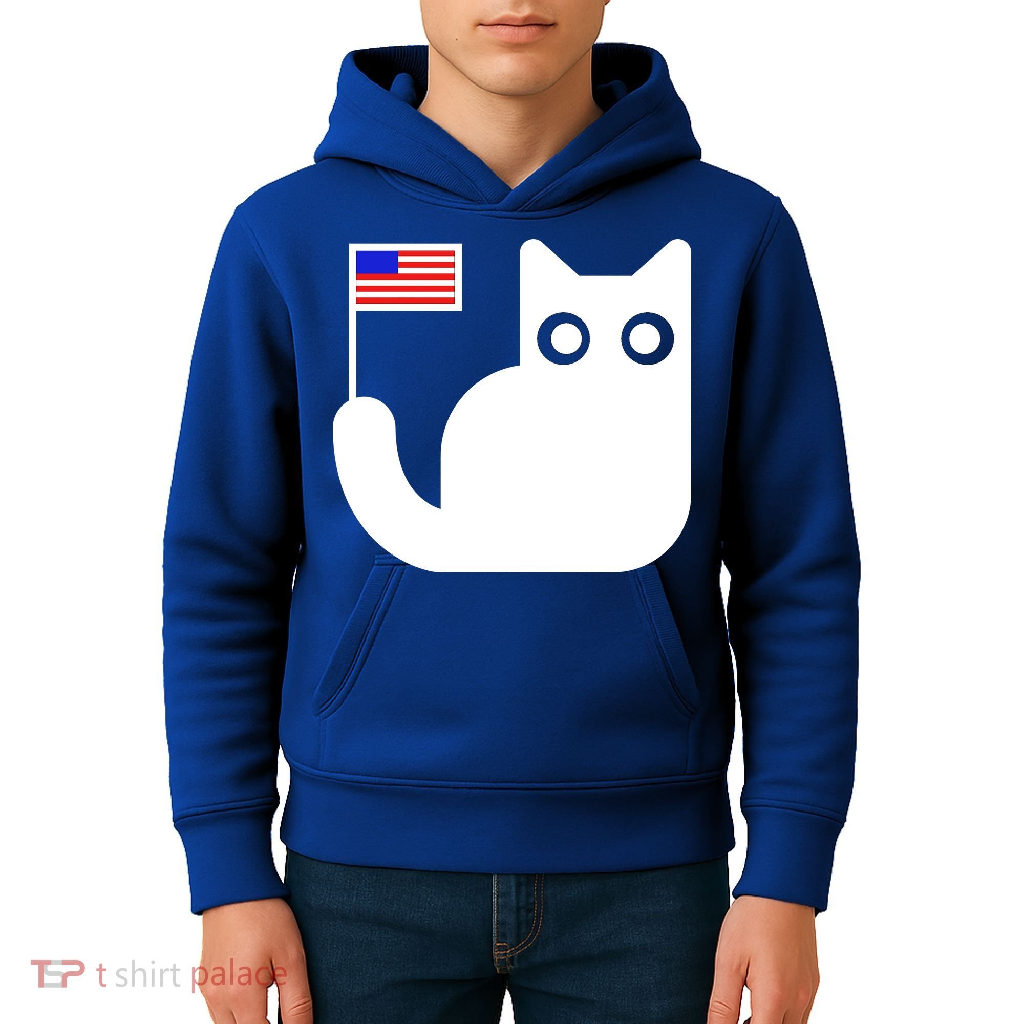 Cute Cat USA Tail Flag Kids Hoodie