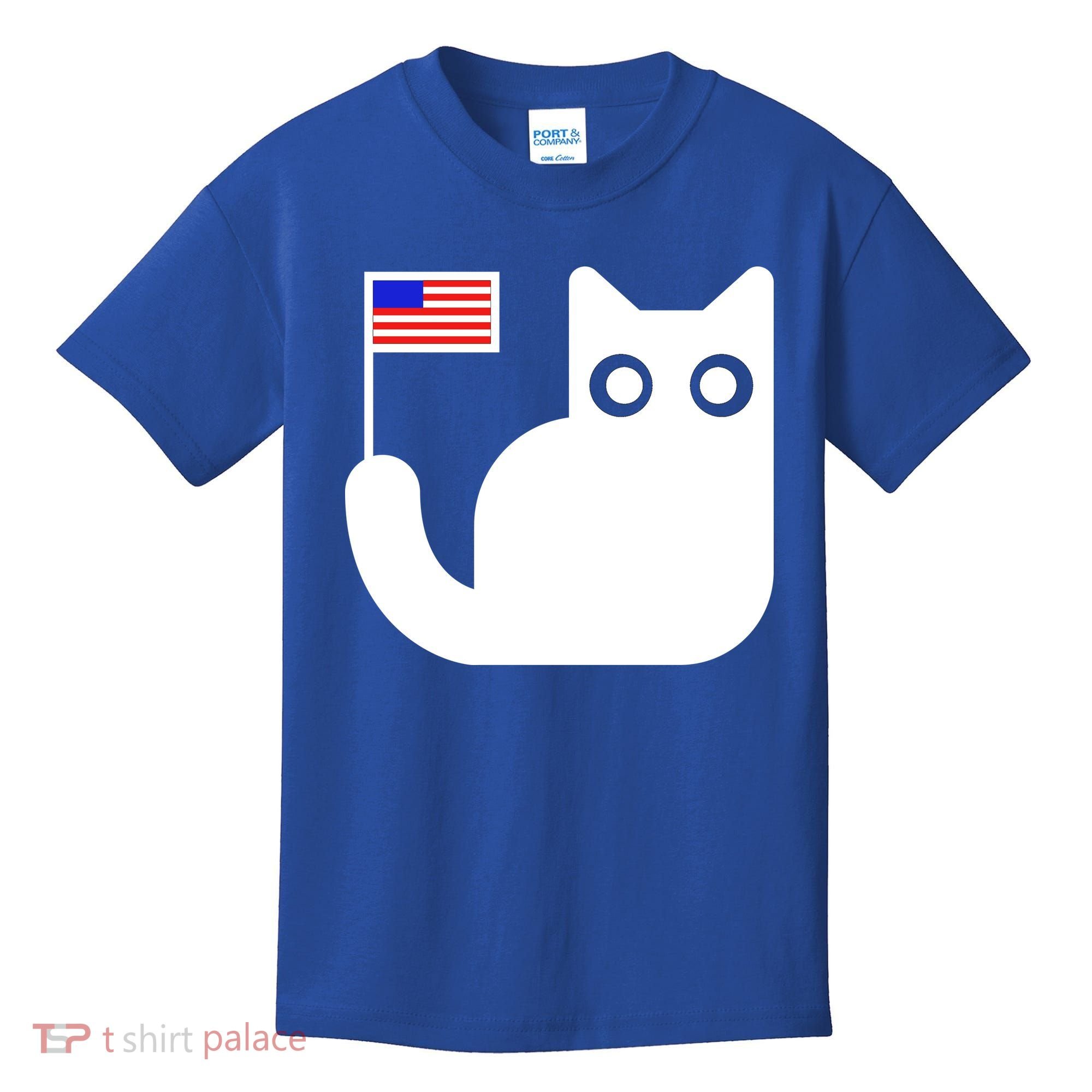 Cute Cat USA Tail Flag Kids T-Shirt