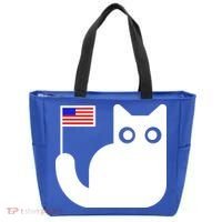 Cute Cat USA Tail Flag Tote Bag thumb 0