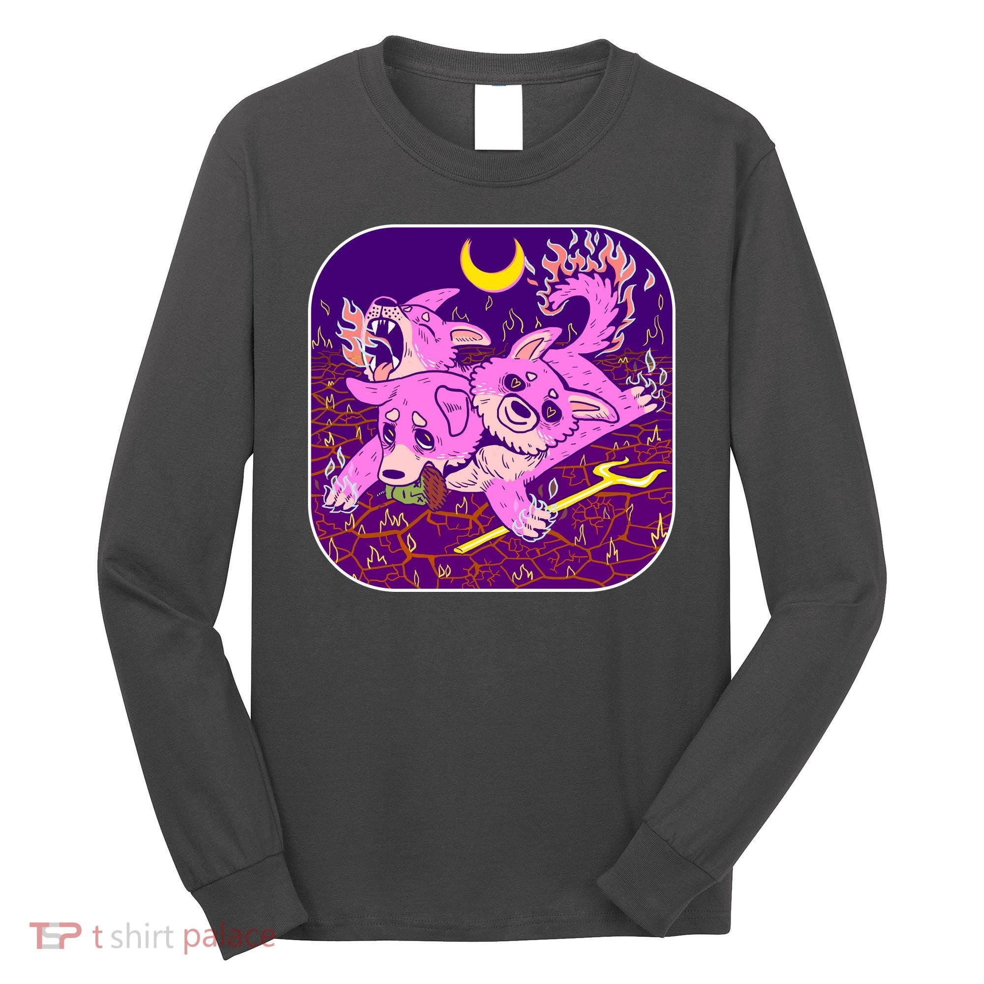Cute Cerberus 3 Headed Puppy Dog of Hell Long Sleeve Shirt