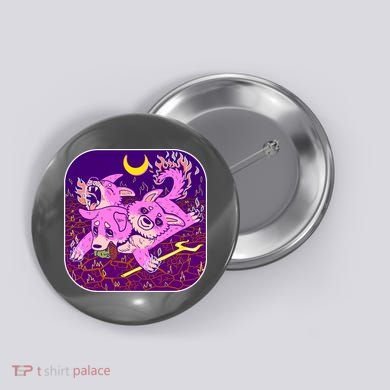 Cute Cerberus 3 Headed Puppy Dog of Hell Button