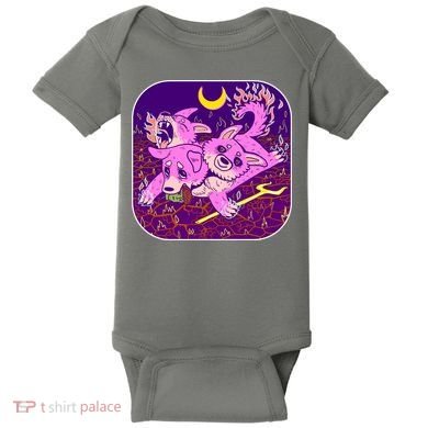 Cute Cerberus 3 Headed Puppy Dog of Hell Baby Bodysuit