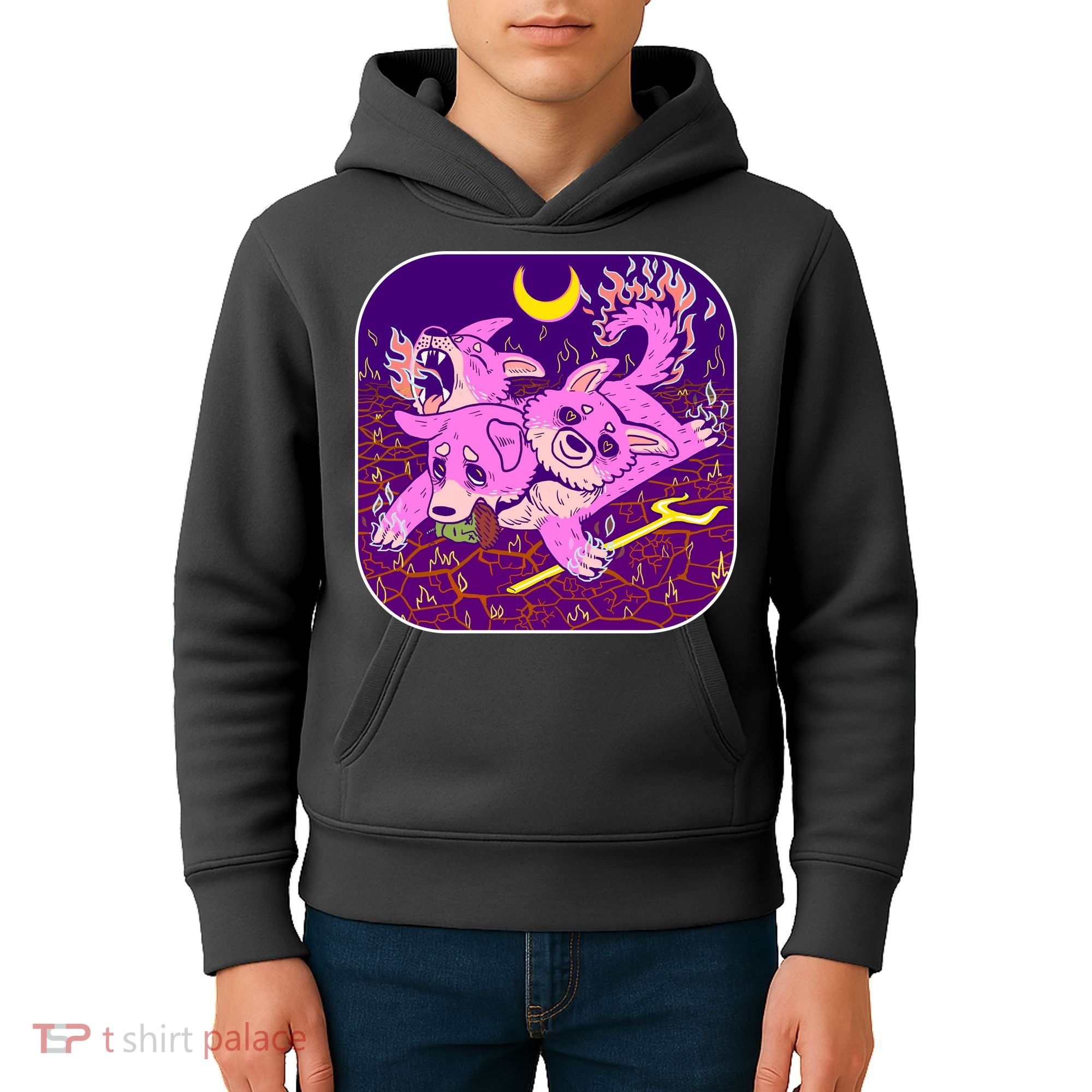 Cute Cerberus 3 Headed Puppy Dog of Hell Kids Hoodie