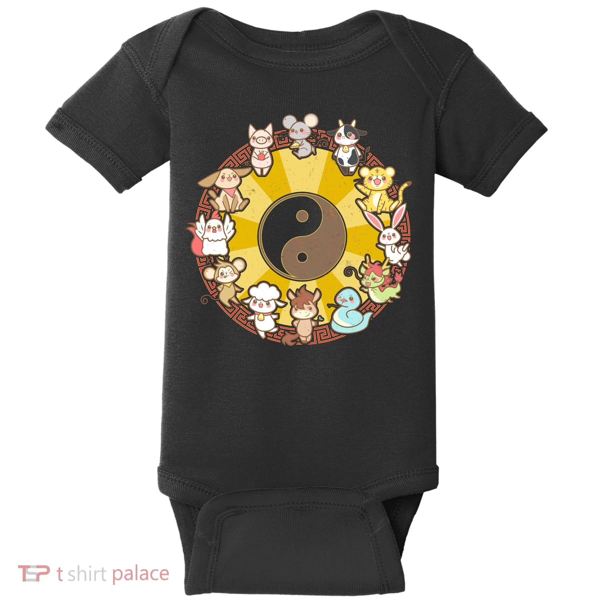 Cute Chinese Zodiac Animals Baby Bodysuit