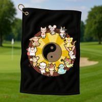 Cute Chinese Zodiac Animals Golf Towel thumb 1