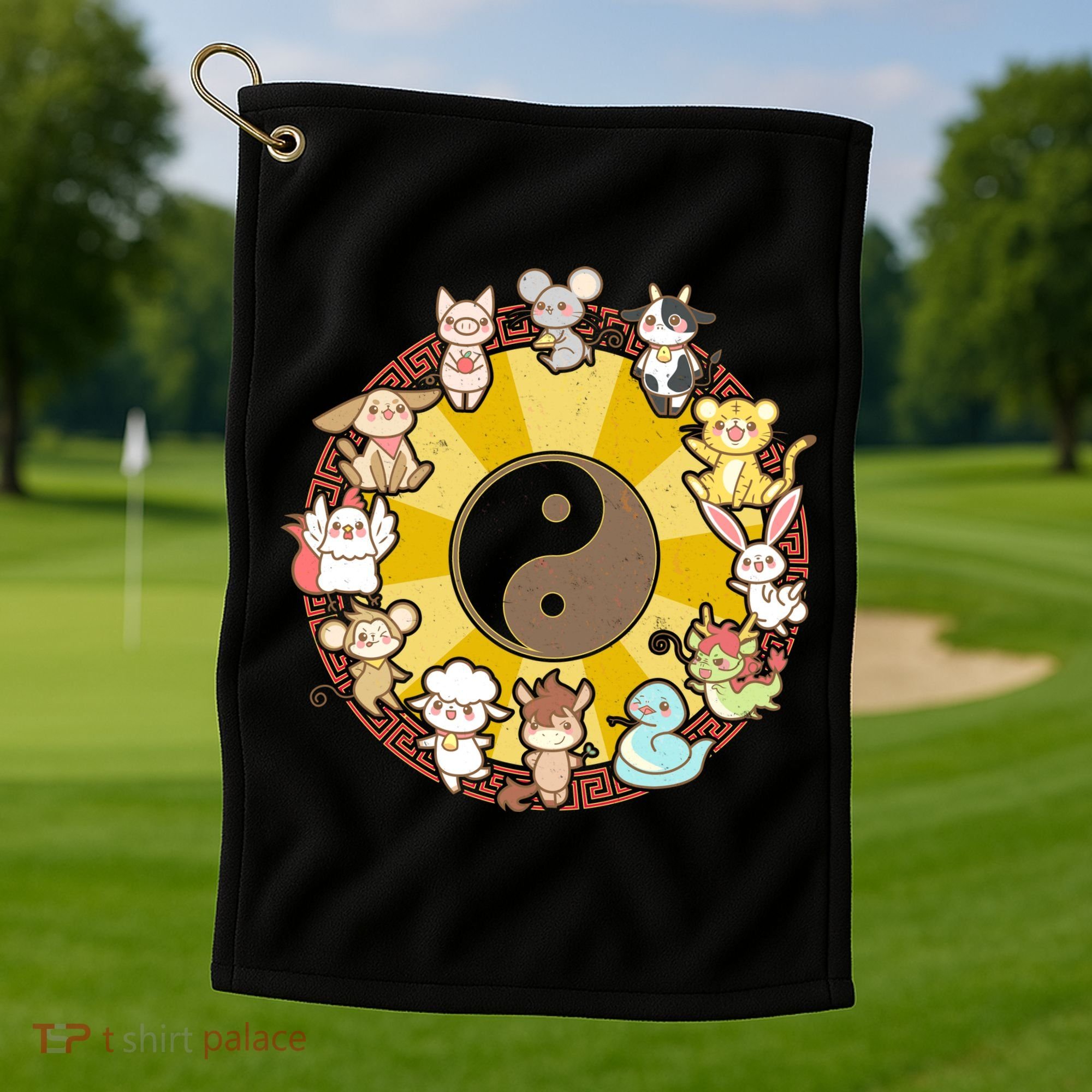 Cute Chinese Zodiac Animals Golf Towel