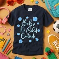 Cute Christmas Baby It's Cold Outside  Kids T-Shirt thumb 3