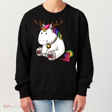 Cute Christmas Comic Reindeer Unicorn Women's Sweatshirt